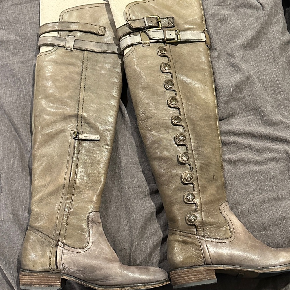 Sam Edelman Pierce Tall Leather Boots in Olive, size 6.5